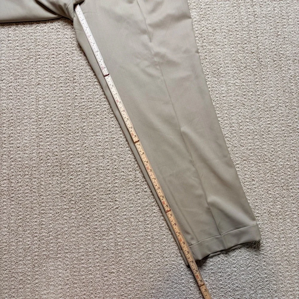 Canali Size 36 (33x30) 52 Pleated Pure Wool Dress Pants Tan Cuffed Made in Italy
